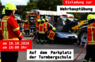 Wir laden hiermit alle interessierten Mitbürger:innen zur unserer Werhauptübung ein! Wie bei jeder Wehrhauptübung möchten wir unseren Mitbürger:innen gefahrlos einen Einblick in das Geschehen und die Abläufe wärend eines Einsatzes ermöglichen und einen Eindruck unserer Tätigkeiten für Jung und Alt geben. Nach der Übung gibt es die Gelegenheit sich alles aus nächster Nähe anzusehen und auch „anfassen“ zu können. Termin: 10.10.2025 Beginn: 16:00 Uhr Ort: Auf dem Parkplatz der Turmbergschule Weingarten Wir freuen uns auf zahlreiche Besucher!